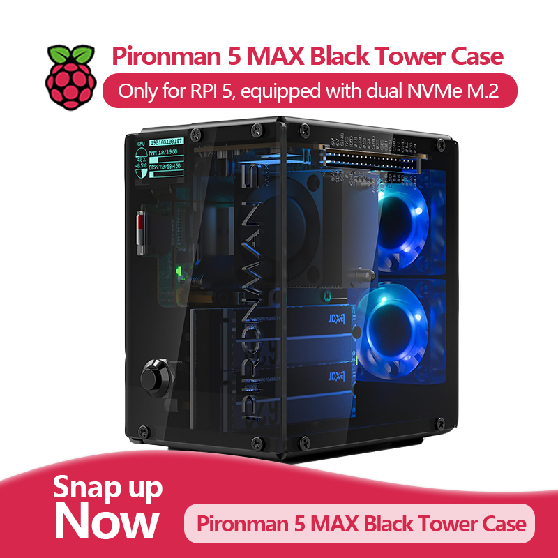 Pironman 5 MAX, Black Tower Ca - Argon One V3 M.2 Nvme Case ulasan dan harga